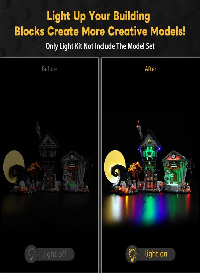 Kyglaring طقم إضاءة LED من Kyglaring متوافق مع مكعبات بناء Lego Tim Burton's The Nightmare Before Christmas 21351، ملحقات إضاءة مطورة لمجموعة النموذج 21351 (أضواء فقط) - Image 3